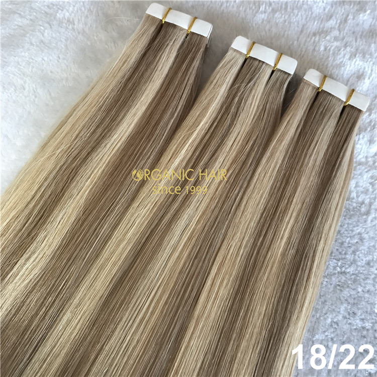 Remy human piano color tape in hair extensions X145